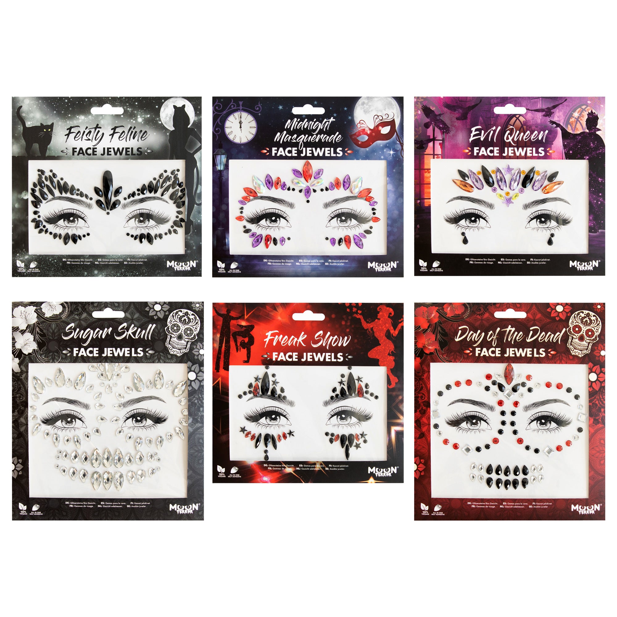 Moon Terror Halloween Face Jewels Stick On Self Adhesive Diamonds Gems