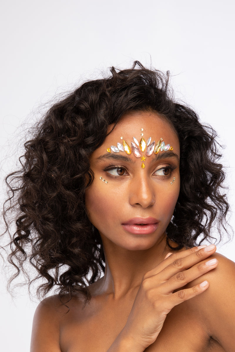 Nottinghill Carnival golden Star  Face gems, Face jewels, Gem makeup